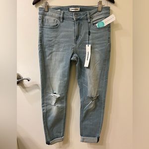 VIGOSS TOMBOY STITCH FIX STRETCH‎ CUFFED RIPPED KNEE Women's Blue Jeans
